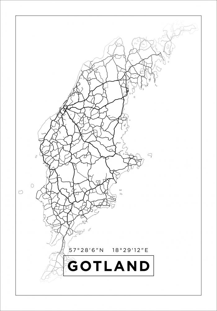 Map - Gotland - White Poster