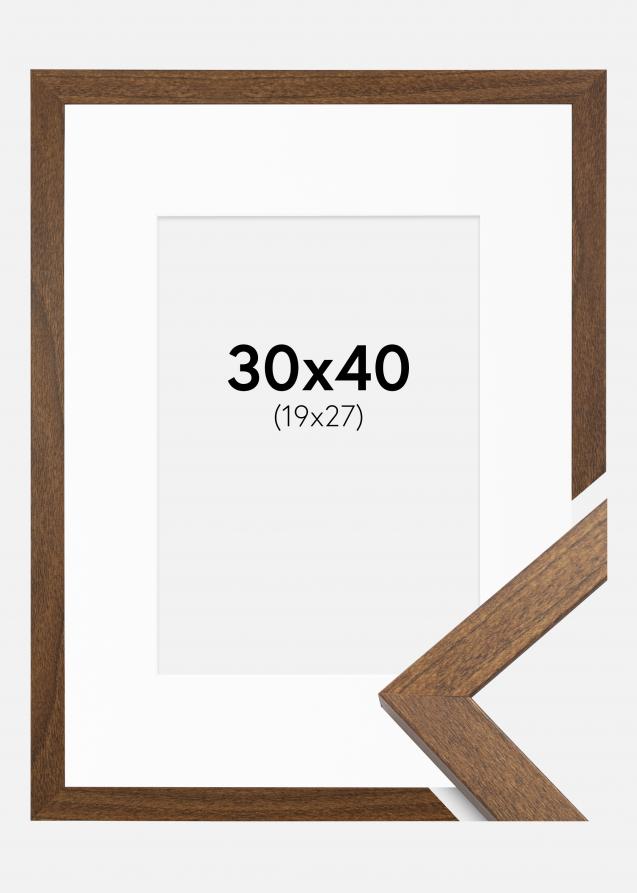 Rahmen Stilren Warm Brown 30x40 cm - Passepartout Weiß 20x28 cm