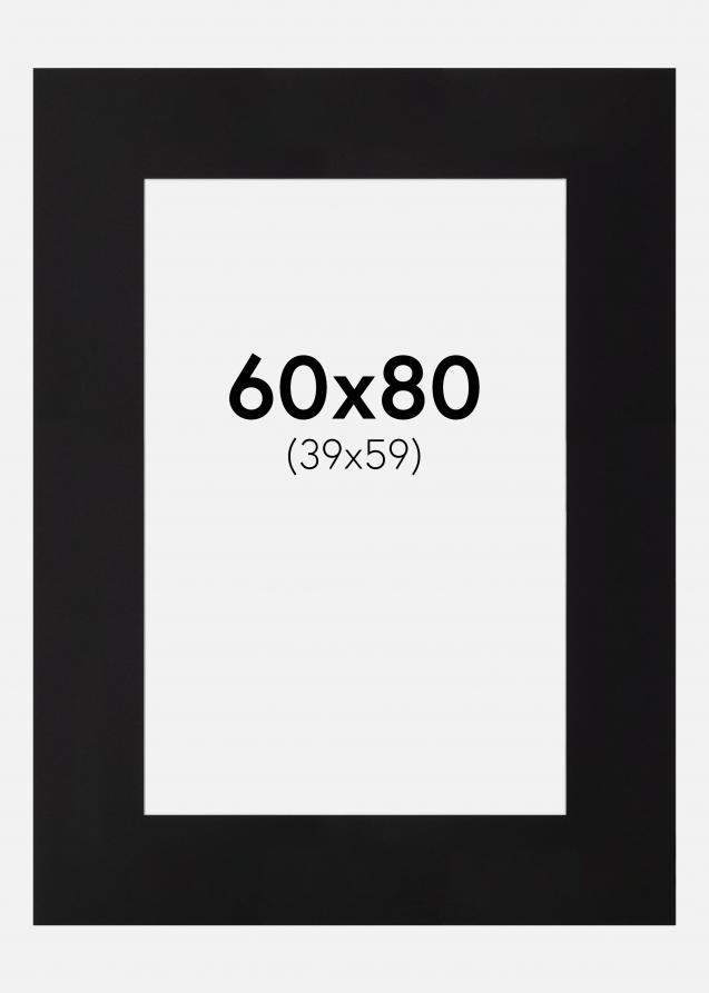 Passepartout XL Schwarz (weißer Kern) 60x80 cm (39x59)