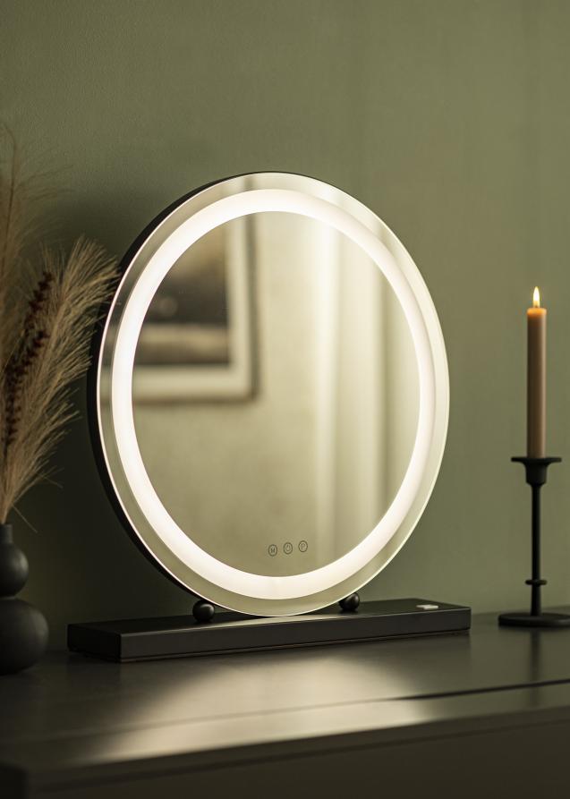 KAILA Kosmetikspiegel Round LED Schwarz 50 cm Ø