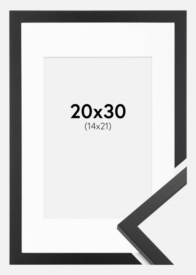 Rahmen Trendy Schwarz 20x30 cm - Passepartout Weiß 15x22 cm