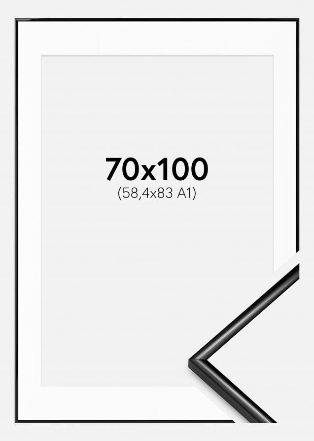 Rahmen Scandi Schwarz 70x100 cm - Passepartout Weiß 59,4x84 cm (A1)