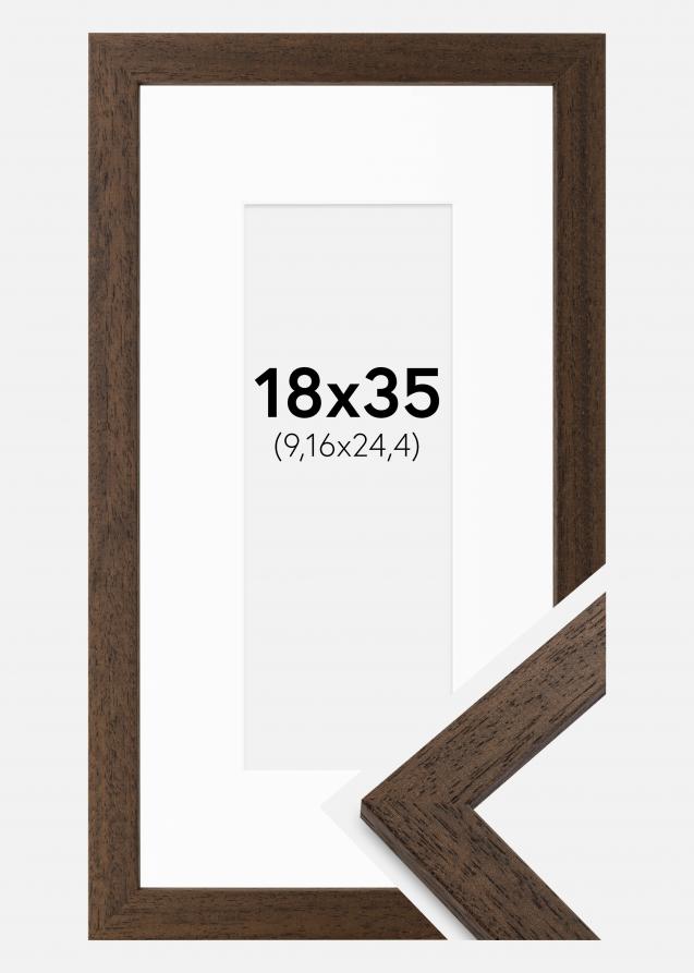 Rahmen Brown Wood 18x35 cm - Passepartout Weiß 4x10 inches