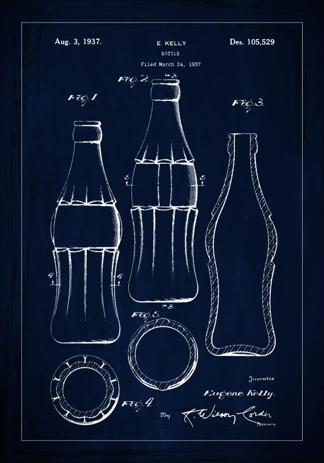 Patentzeichnung - Coca-Cola-Flasche - Blau Poster