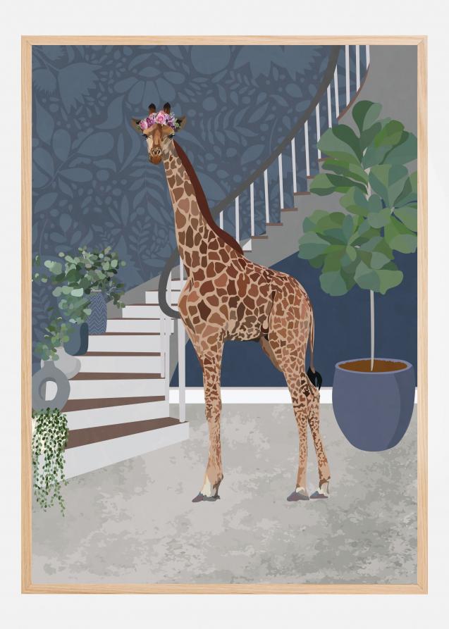 Giraffe by the stairs Poster