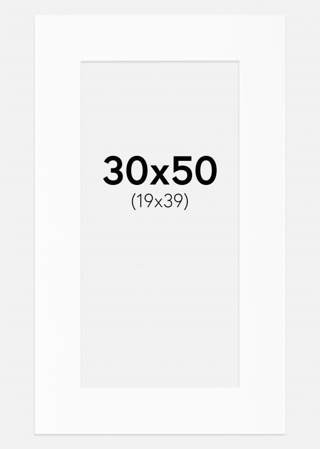 Passepartout Weiß Standard (weißer Kern) 30x50 cm (19x39)