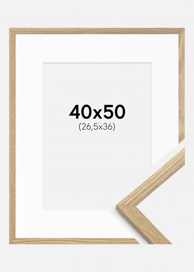 Rahmen Trendy Eiche 40x50 cm - Passepartout Weiß 27,5x37 cm