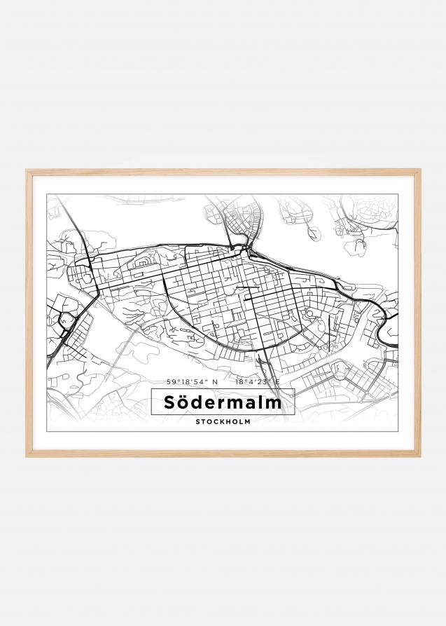 Map - Södermalm - White Poster