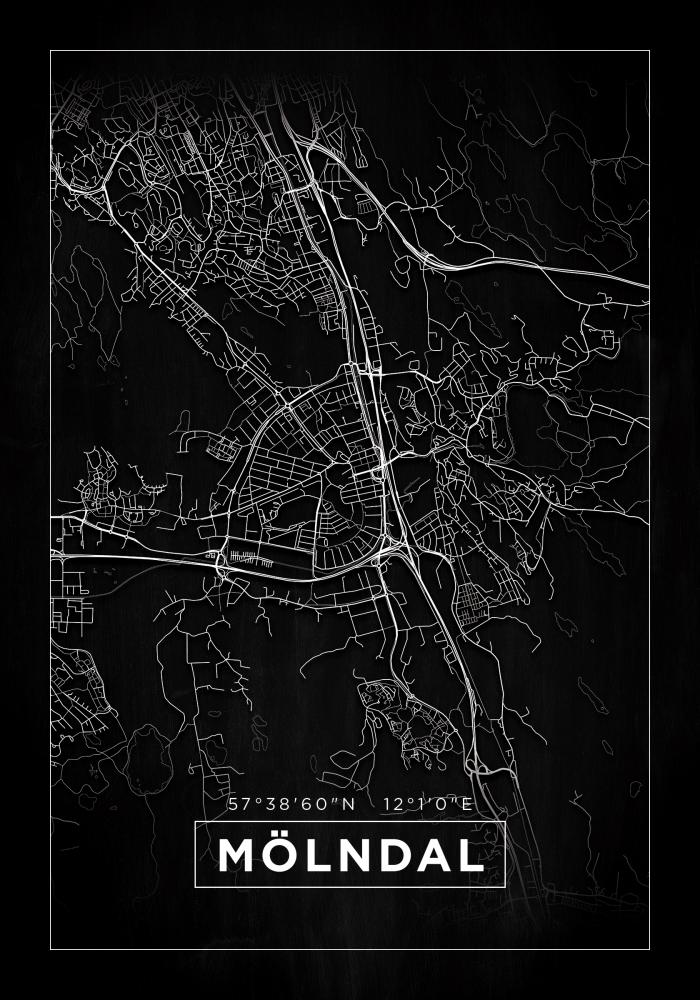 Map - Mlndal - Black Poster