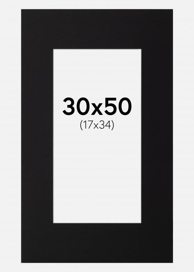 Passepartout Schwarz Standard (weißer Kern) 30x50 cm (17x34)