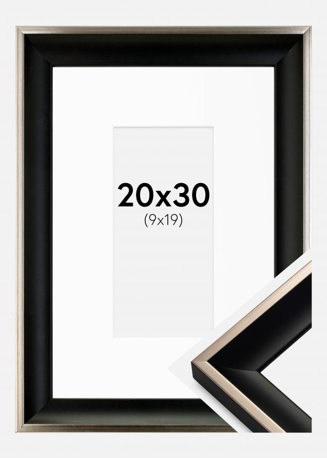 Rahmen Öjaren Schwarz-Silber 20x30 cm - Passepartout Weiß 10x20 cm