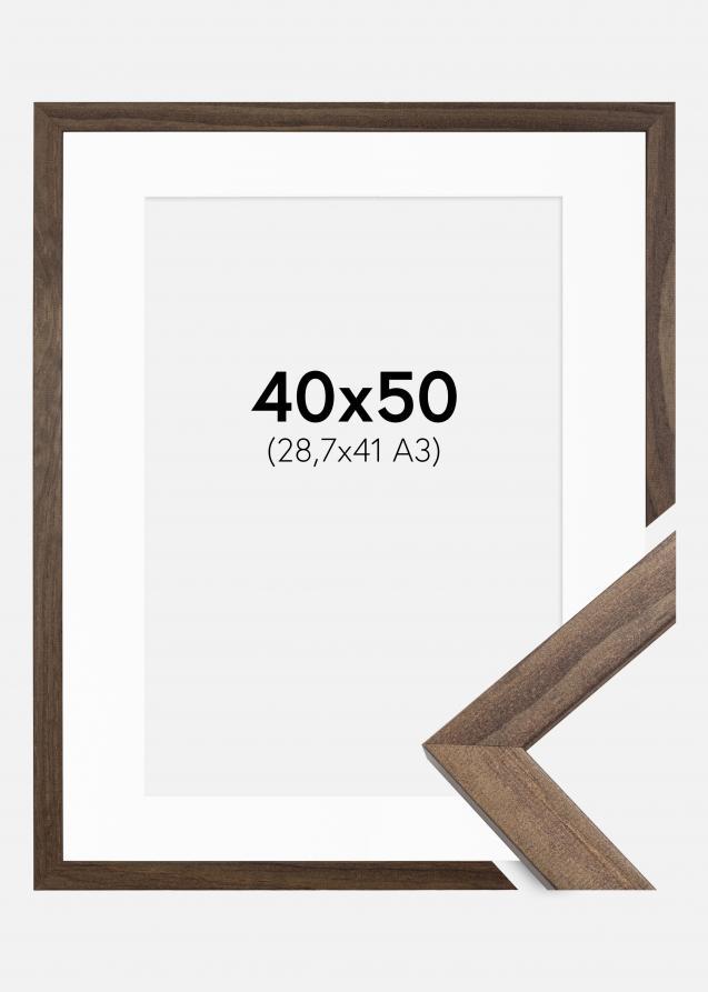 Rahmen Stilren Walnuss 40x50 cm - Passepartout Weiß 29,7x42 cm (A3)