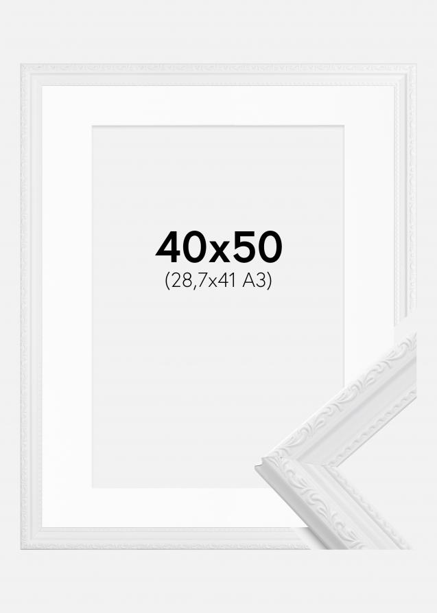 Rahmen Abisko Weiß 40x50 cm - Passepartout Weiß 29,7x42 cm (A3)