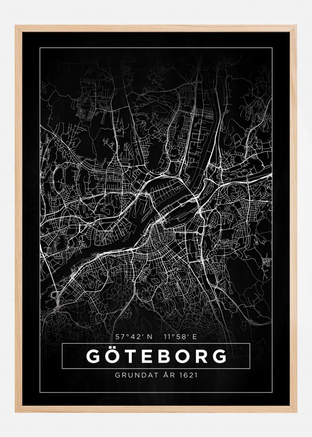 Map - Göteborg - Black Poster