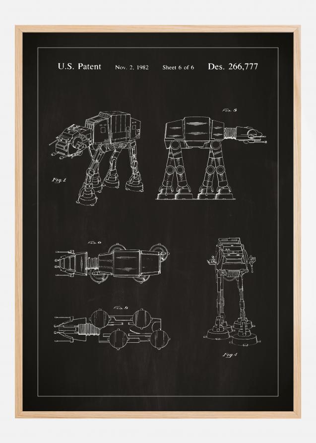 Patentzeichnung - Star Wars - Walker - Schwarz Poster