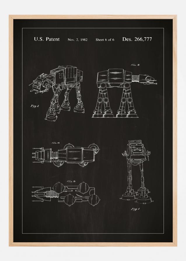 Patentzeichnung - Star Wars - Walker - Schwarz Poster