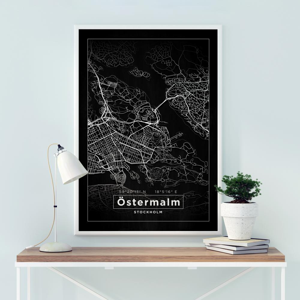 Map - stermalm - Black Poster