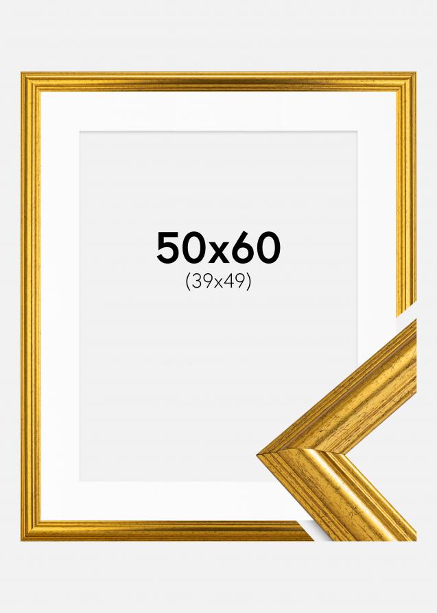 Rahmen Västkusten Gold 50x60 cm - Passepartout Weiß 40x50 cm