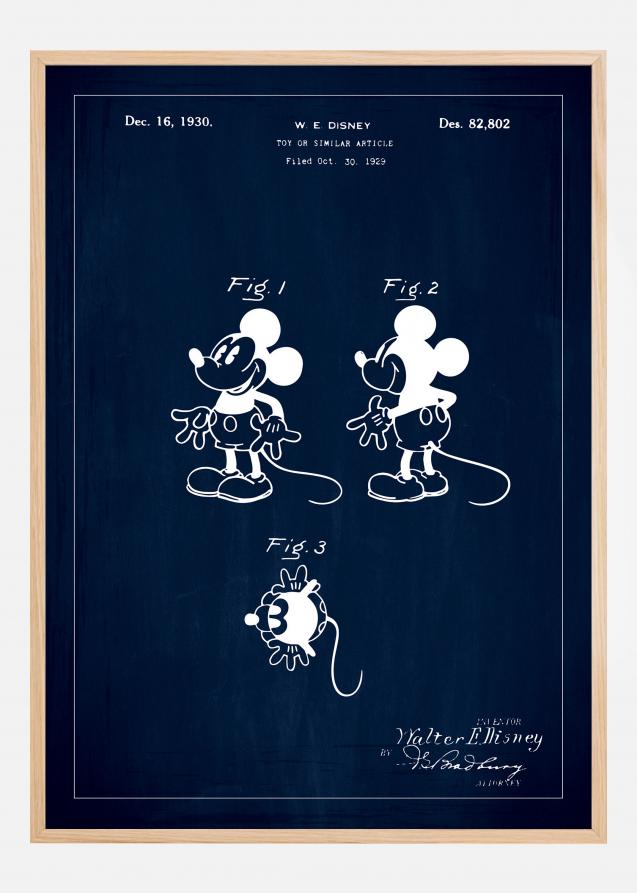 Patentzeichnung - Disney - Micky Maus - Blau Poster