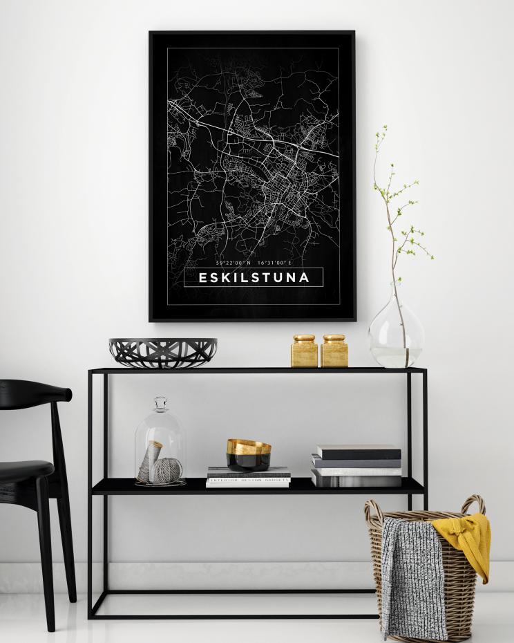 Map - Eskilstuna - Black Poster