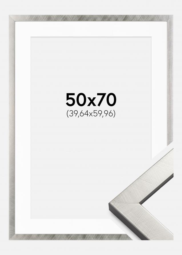 Rahmen Uppsala Silber 50x70 cm - Passepartout Weiß 16x24 inches