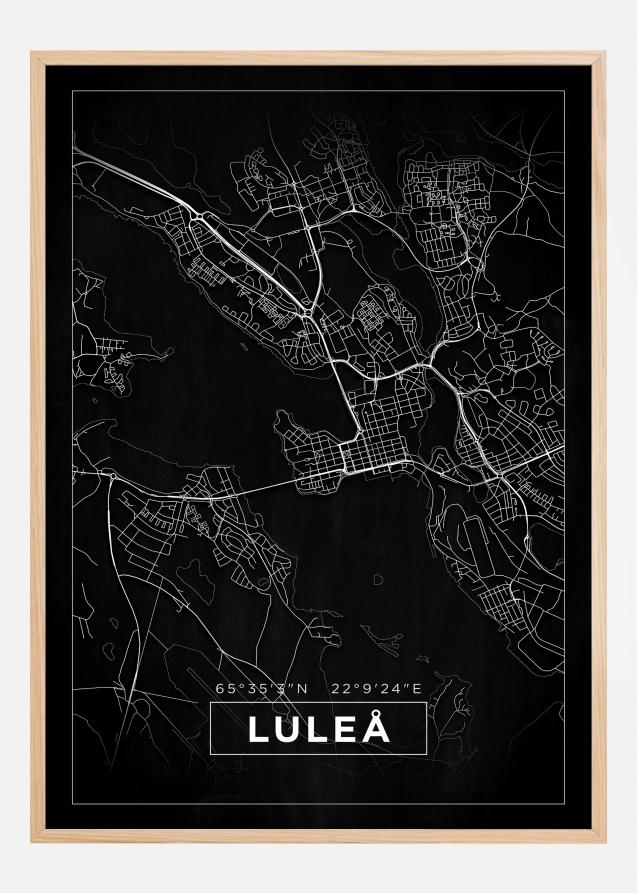 Map - Luleå - Black Poster