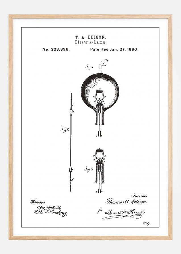 Patentzeichnung - Glühbirne B - Weiß Poster