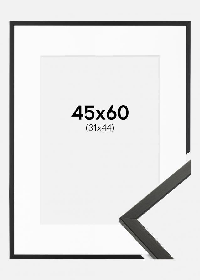 Rahmen Galant Schwarz 45x60 cm - Passepartout Weiß 32x45 cm