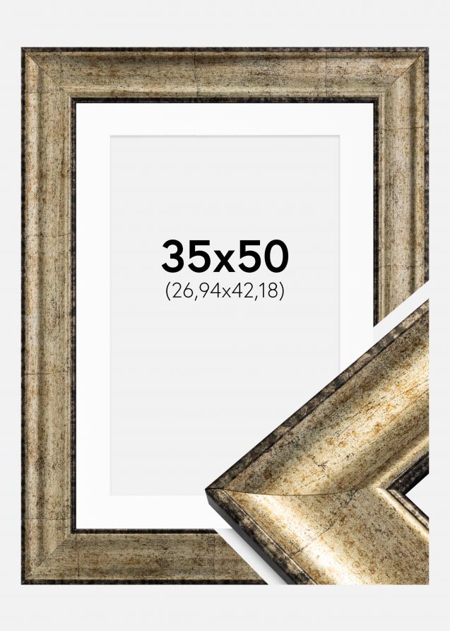 Rahmen Saltsjöbaden Antik-Gold 35x50 cm - Passepartout Weiß 11x17 inches