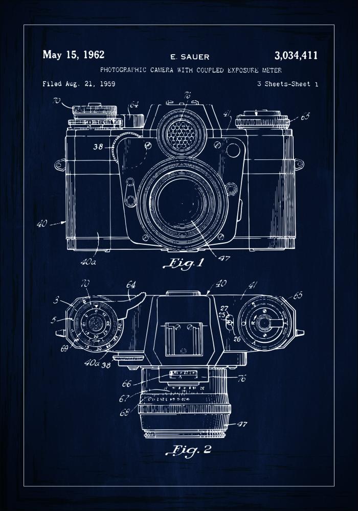 Patentzeichnung - Kamera I - Blau Poster