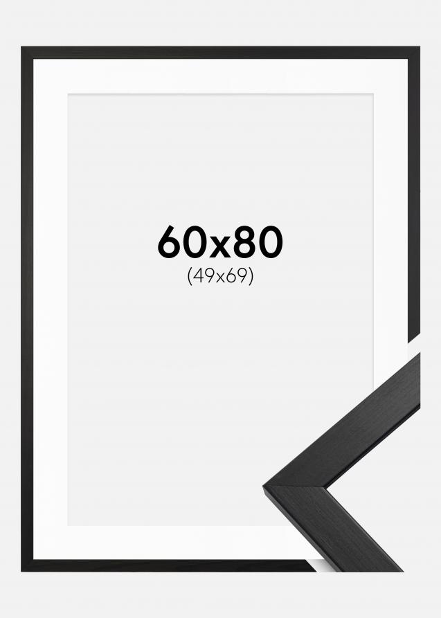 Bilderrahmen Stilren Schwarz 60x80 cm - Passepartout Weiß 50x70 cm