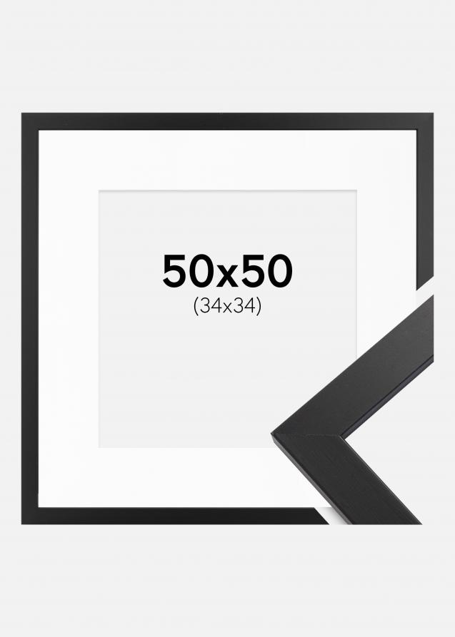 Rahmen Black Wood 50x50 cm - Passepartout Weiß 35x35 cm