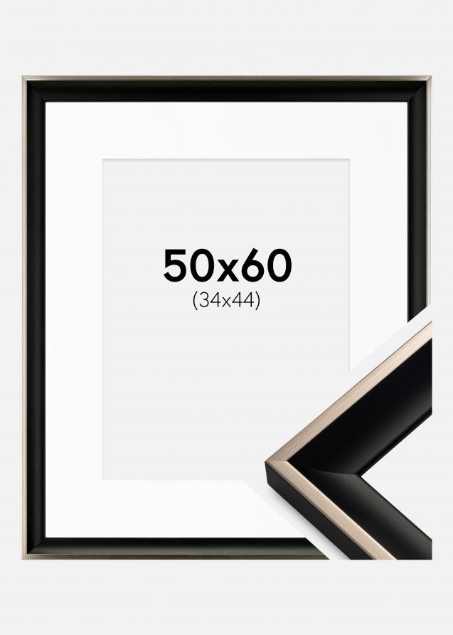Rahmen Öjaren Schwarz-Silber 50x60 cm - Passepartout Weiß 35x45 cm