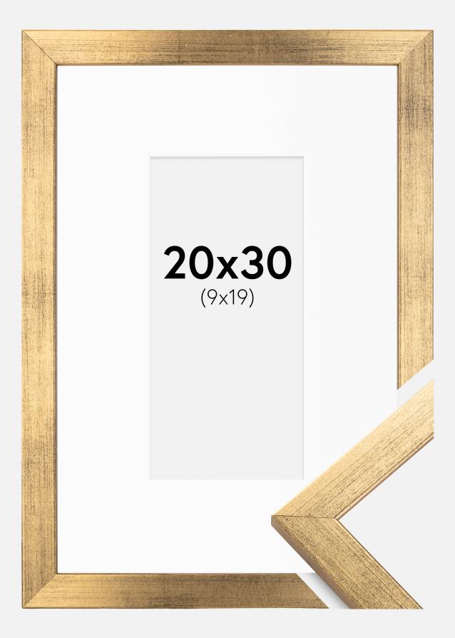 Rahmen Stilren Gold 20x30 cm - Passepartout Weiß 10x20 cm
