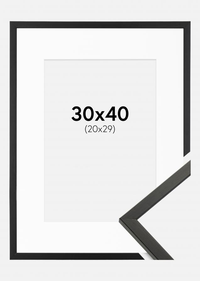 Rahmen Galant Schwarz 30x40 cm - Passepartout Weiß 21x30 cm