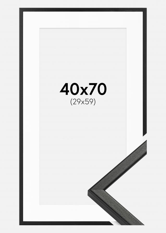 Rahmen Kaspar Schwarz 40x70 cm - Passepartout Weiß 30x60 cm