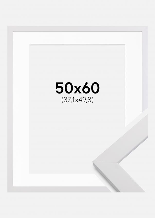 Rahmen White Wood 50x60 cm - Passepartout Weiß 15x20 inches