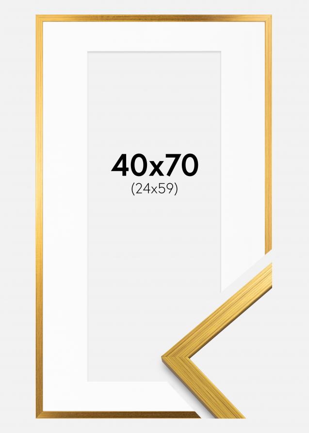 Rahmen Edsbyn Gold 40x70 cm - Passepartout Weiß 25x60 cm