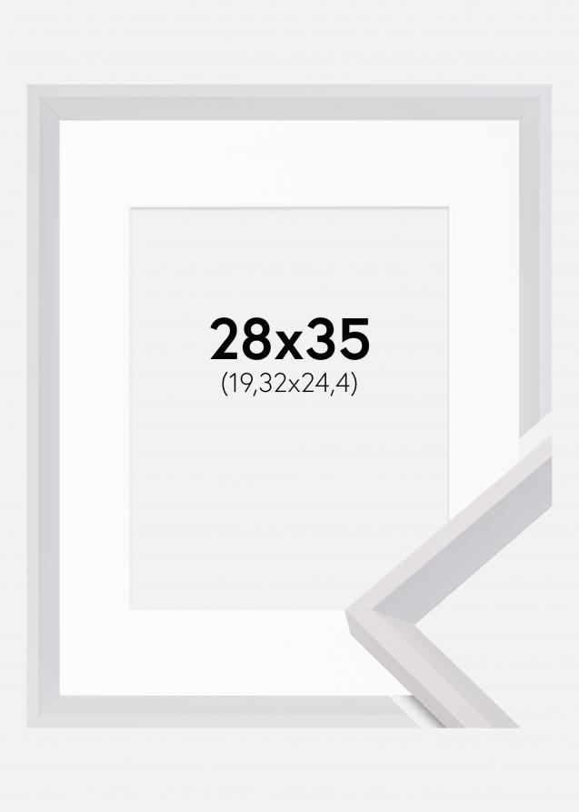 Rahmen Globe Weiß 28x35 cm - Passepartout Weiß 8x10 inches