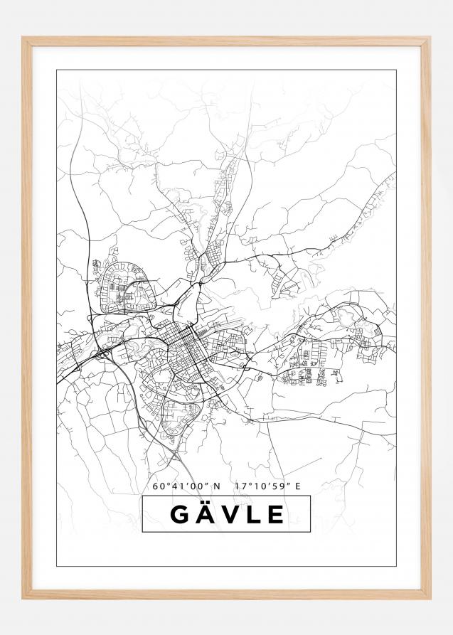Map - Gävle - White Poster