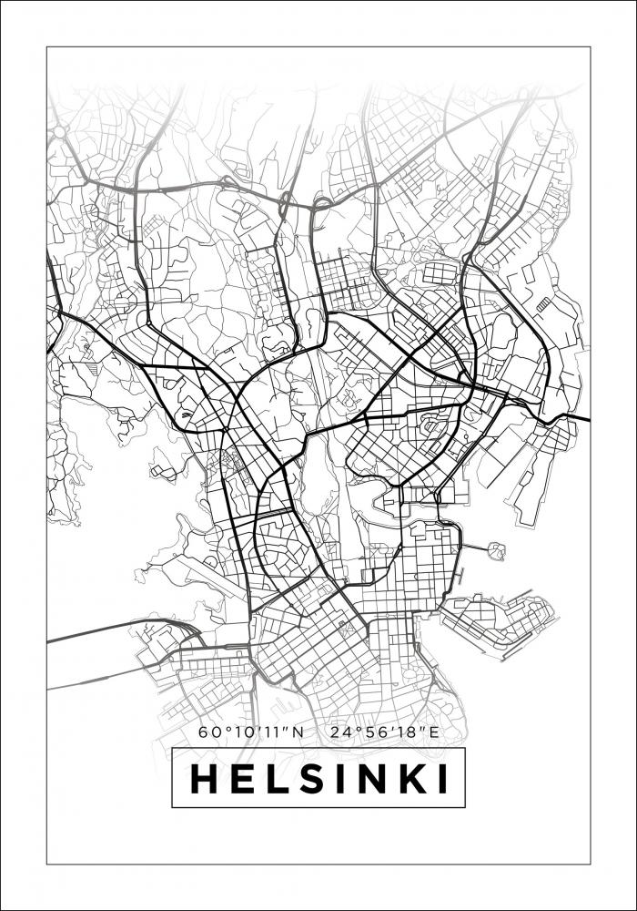 Map - Helsinki - White Poster