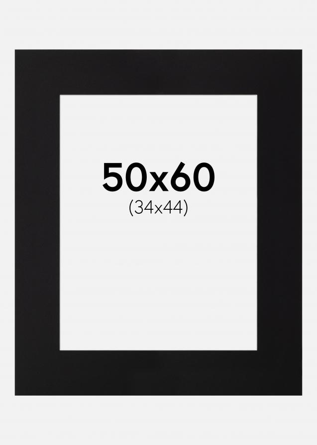 Passepartout Schwarz Standard (weißer Kern) 50x60 cm (34x44)