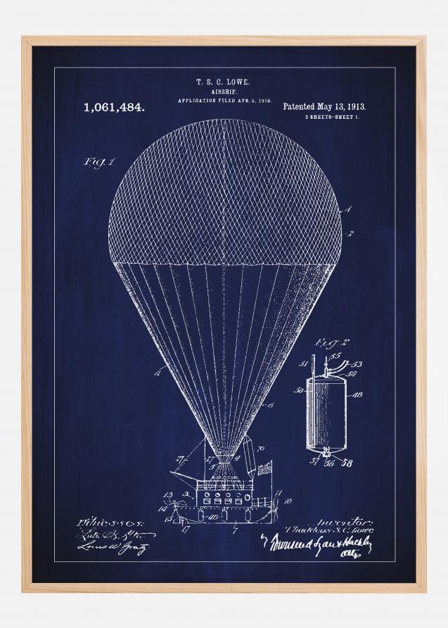 Patentzeichnung - Luftschiff - Blau Poster