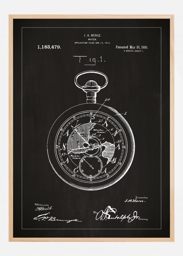 Patentzeichnung - Taschenuhr - Schwarz Poster