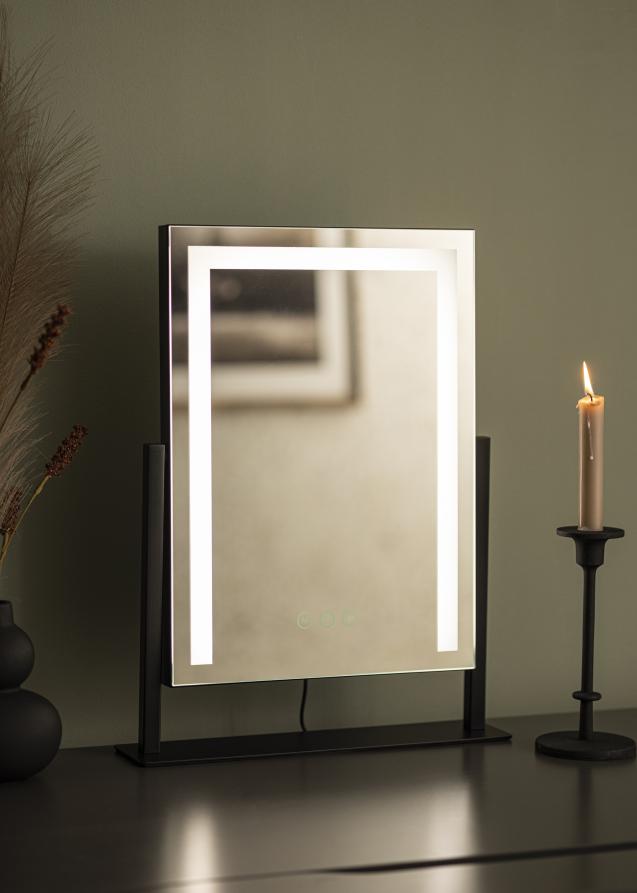 KAILA Kosmetikspiegel Stand LED Schwarz 30x41 cm