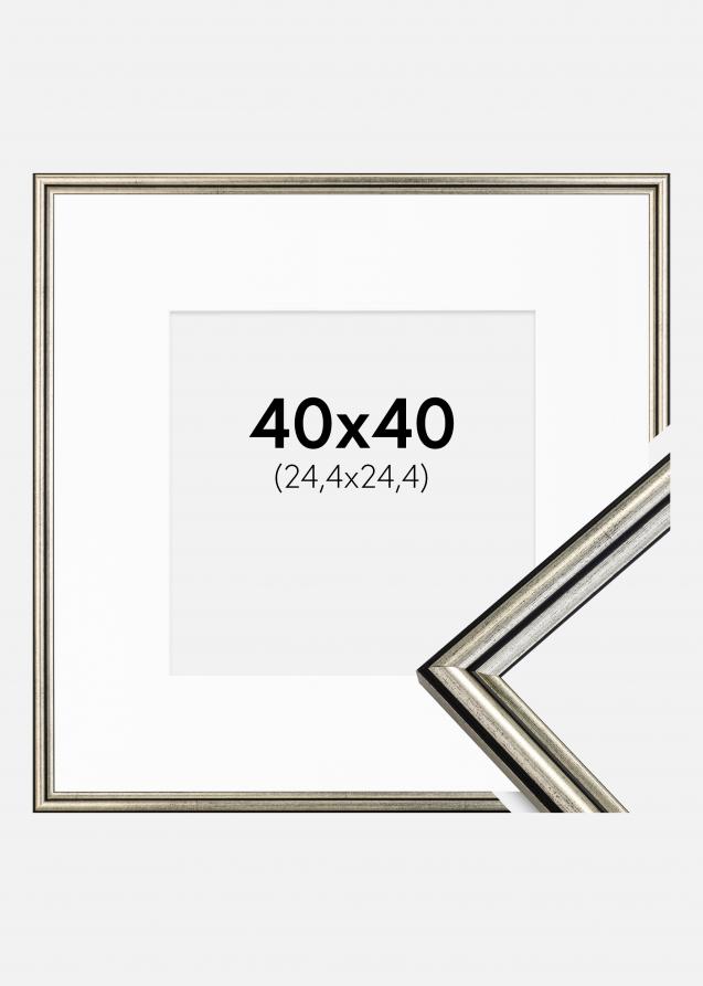 Rahmen Horndal Silber 40x40 cm - Passepartout Weiß 10x10 inches