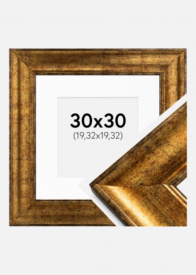 Rahmen Saltsjöbaden Gold 30x30 cm - Passepartout Weiß 8x8 inches