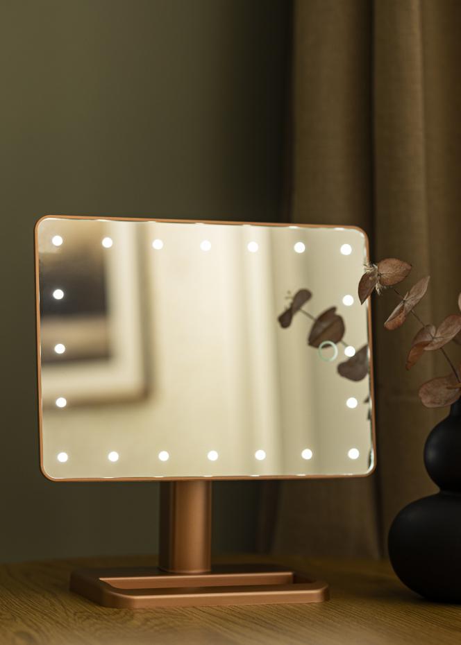 KAILA Kosmetikspiegel LED mit Bluetooth-Lautsprecher Rosgold 18x30 cm