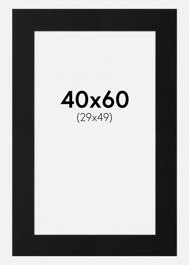 Passepartout Schwarz Standard (weißer Kern) 40x60 cm (29x49)