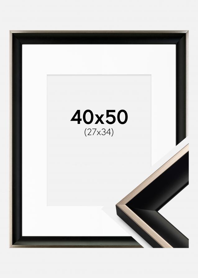 Rahmen Öjaren Schwarz-Silber 40x50 cm - Passepartout Weiß 28x35 cm